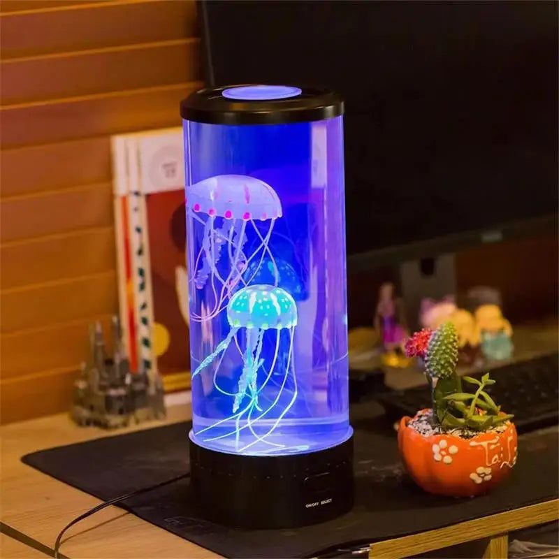 D2 Jellyfish Lamp Color-Changing LED 7 Colors Mood Aquarium Ocean Night Light Bedroom Desktop Decor Light Birthday Gift for Kids