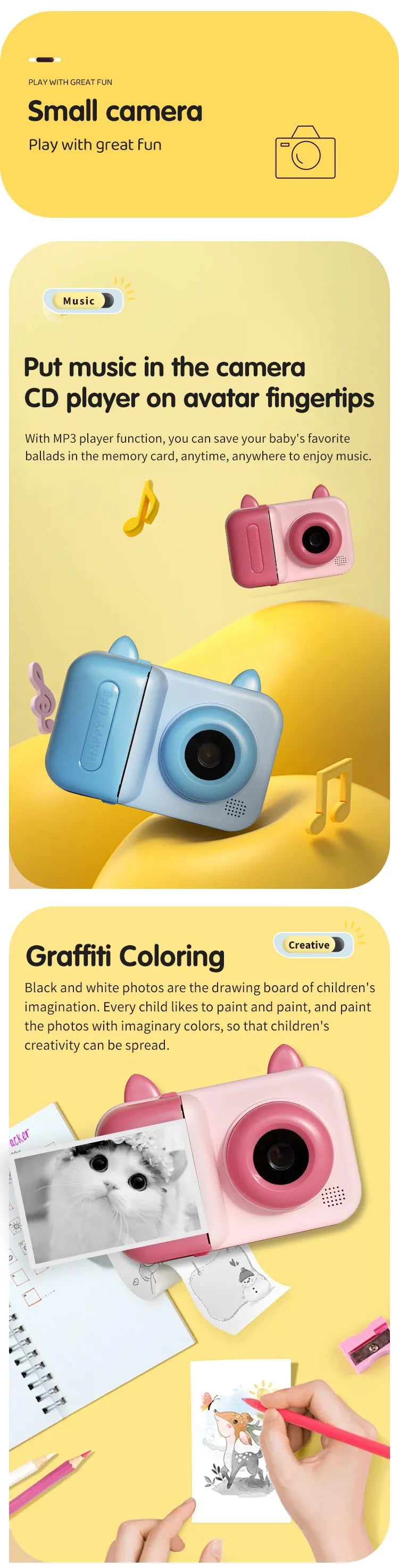 Kids Instant Print Digital Camera – 1080P HD Thermal Printer | 4 Colors | Ages 3+