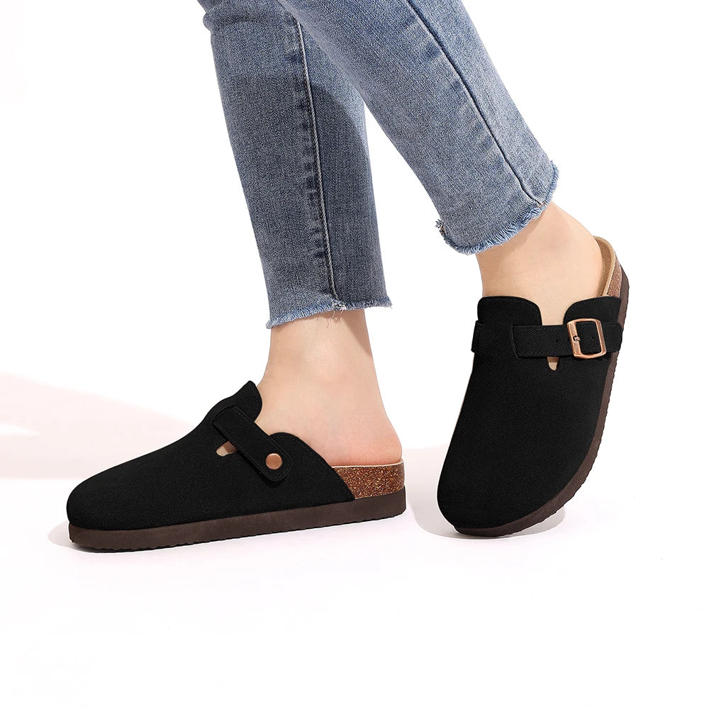 Goosecret Men Cow Suede Clogs Soft Cork Footbed Men Mules Slippers Fashion Men House Sandals With Arch Support Men Beach Sandals