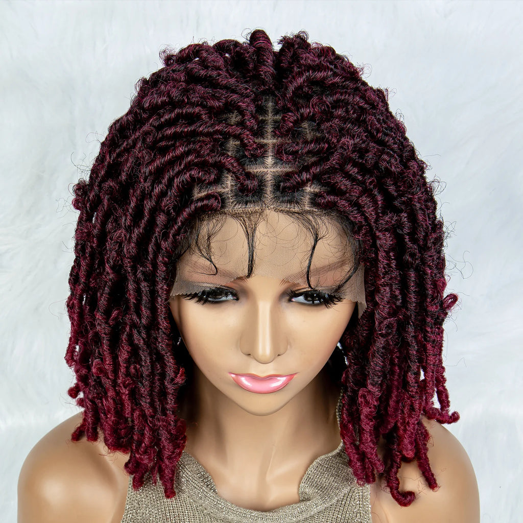 Synthetic Lace Front Wig Braided Wigs Dreadlock Wig 16 inches Short Knotless Butterfly Locs Wigs for Black Women Synthetic Wig