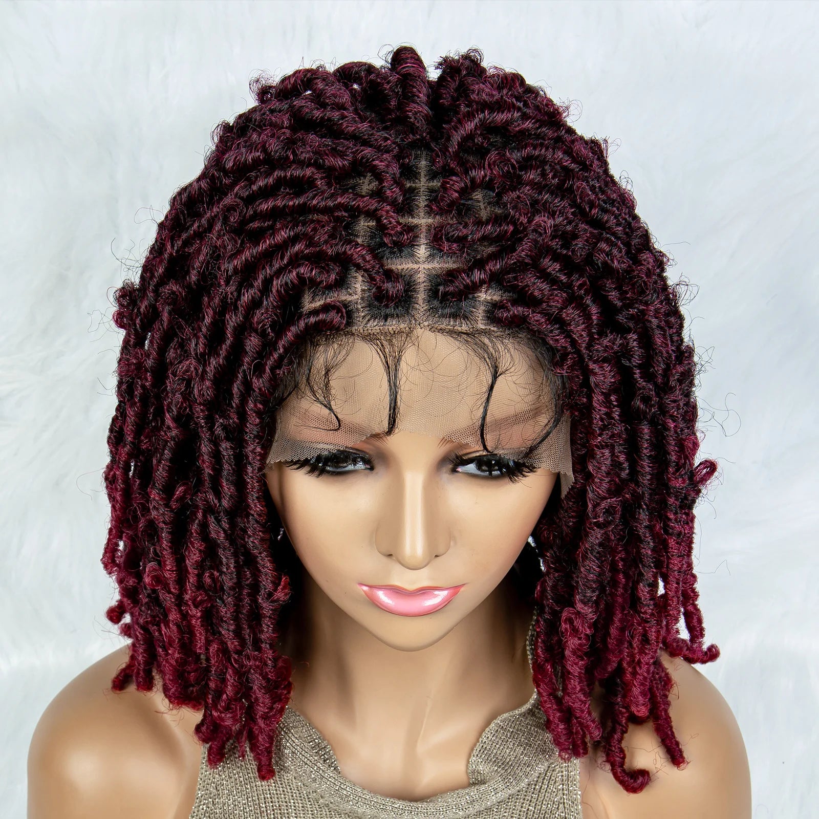 Synthetic Lace Front Wig Braided Wigs Dreadlock Wig 16 inches Short Knotless Butterfly Locs Wigs for Black Women Synthetic Wig
