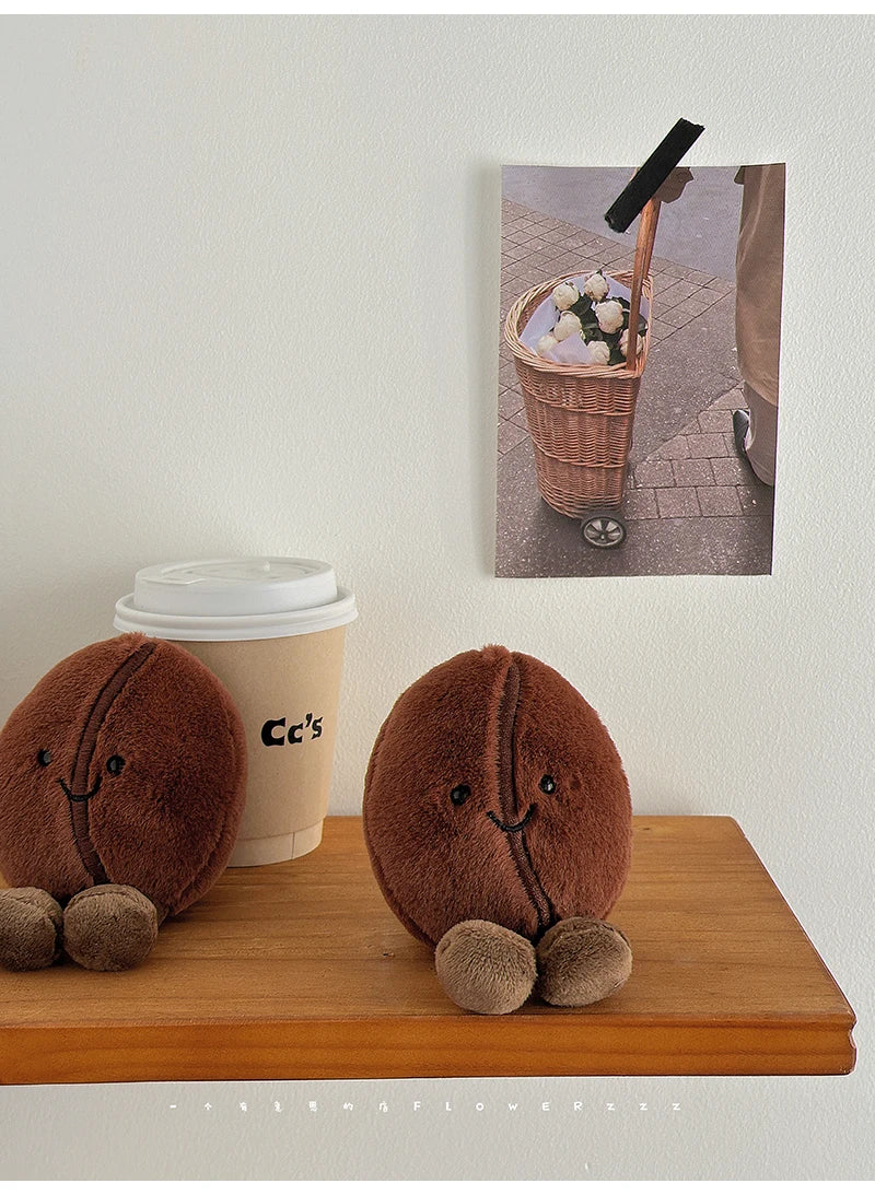 Jellycat-Style Coffee Bean Plush Toy | Soft Stuffed Food Doll — Cute Home Decor & Gift