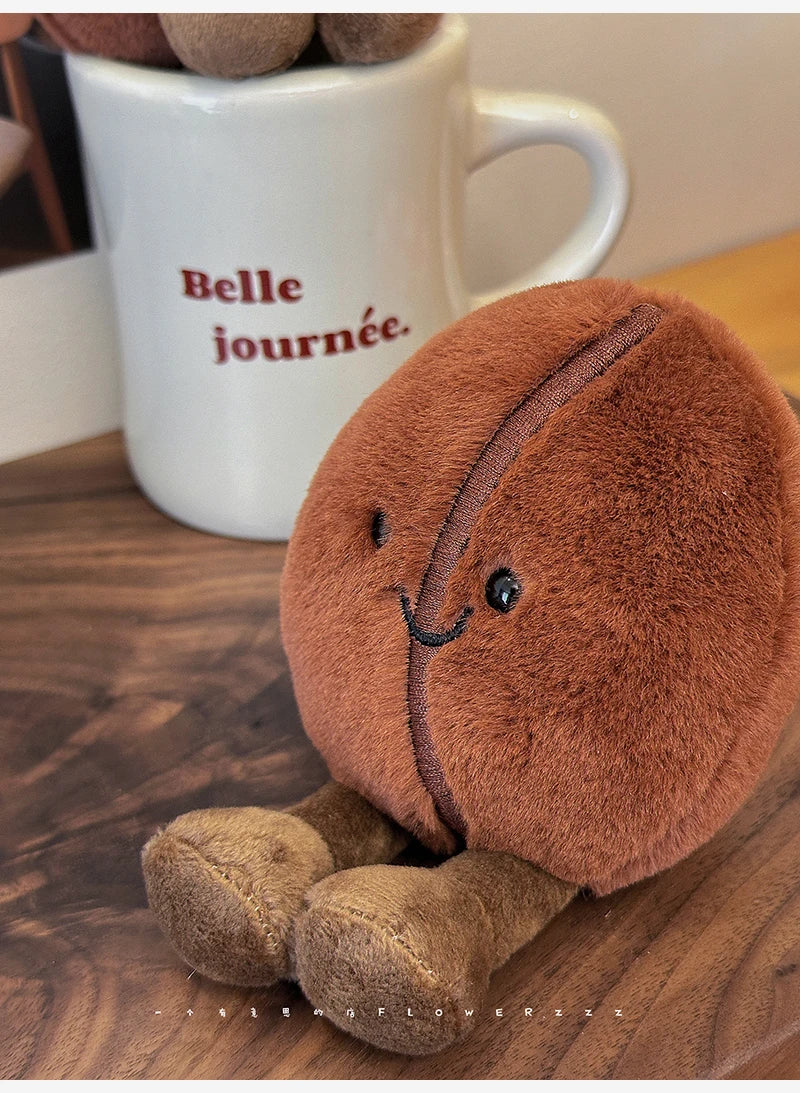 Jellycat-Style Coffee Bean Plush Toy | Soft Stuffed Food Doll — Cute Home Decor & Gift