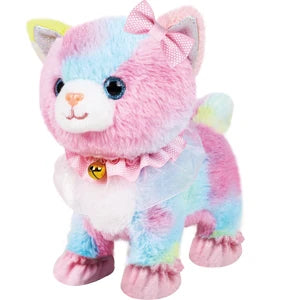 Touch&Voice Controlled Remote Lifelike Walking Cat Toy with Leash,Can Walk, Meow, and Wags Tail, Best Gift for Girls Ages 3+