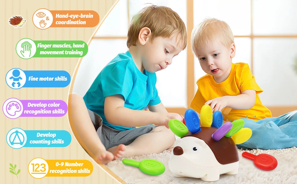 Montessori Sensory Hedgehog Toy | Fine Motor Skills Educational Travel Toy for Ages 1-4