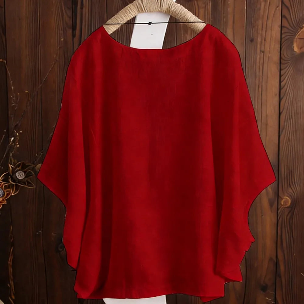 2026 Summer Women's Blouse O-Neck Loose Pullover Tops Casual Half Sleeve Solid Color Tee Top Shirt Blusas Female Clothing Simple