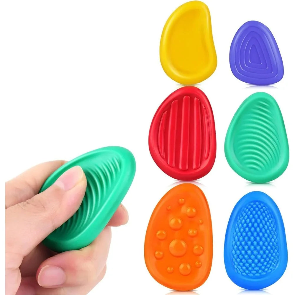 12/6/5PCS Fidegts Toys Silicone Sensory Rings Bracelet Stone Fun Fidgets for Kids Texture Stress Toys for Kids Autism Calming