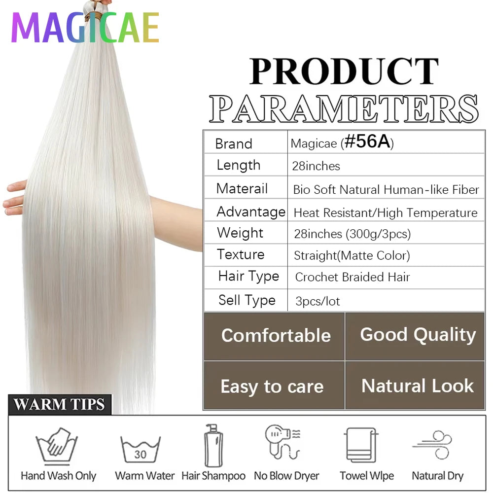 Braids Crochet 3Pcs 28Inches 300grams Synthetic Straight Bundles Orange Highlight Brown Braiding Hair Ombre Blond Gray White 60#