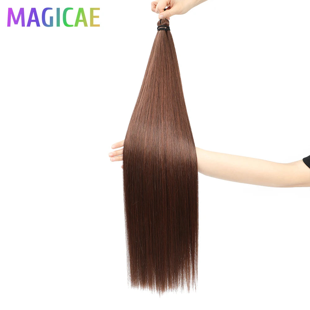 Braids Crochet 3Pcs 28Inches 300grams Synthetic Straight Bundles Orange Highlight Brown Braiding Hair Ombre Blond Gray White 60#