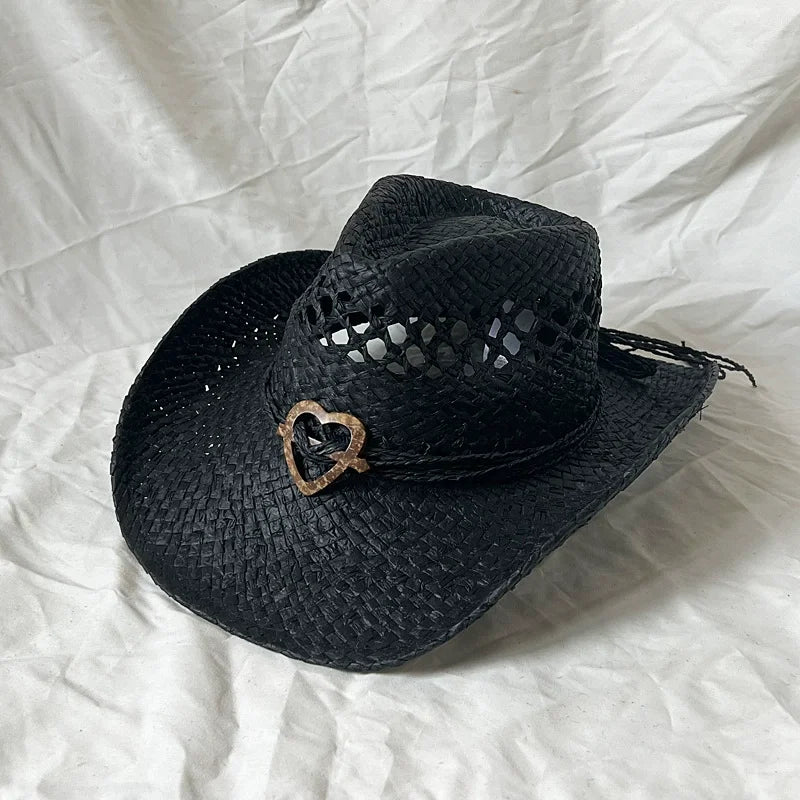 Women's Straw Cowgirl Hat – Wide Brim Shapeable Western Beach Sun Hat | Coastal Cowgirl Style