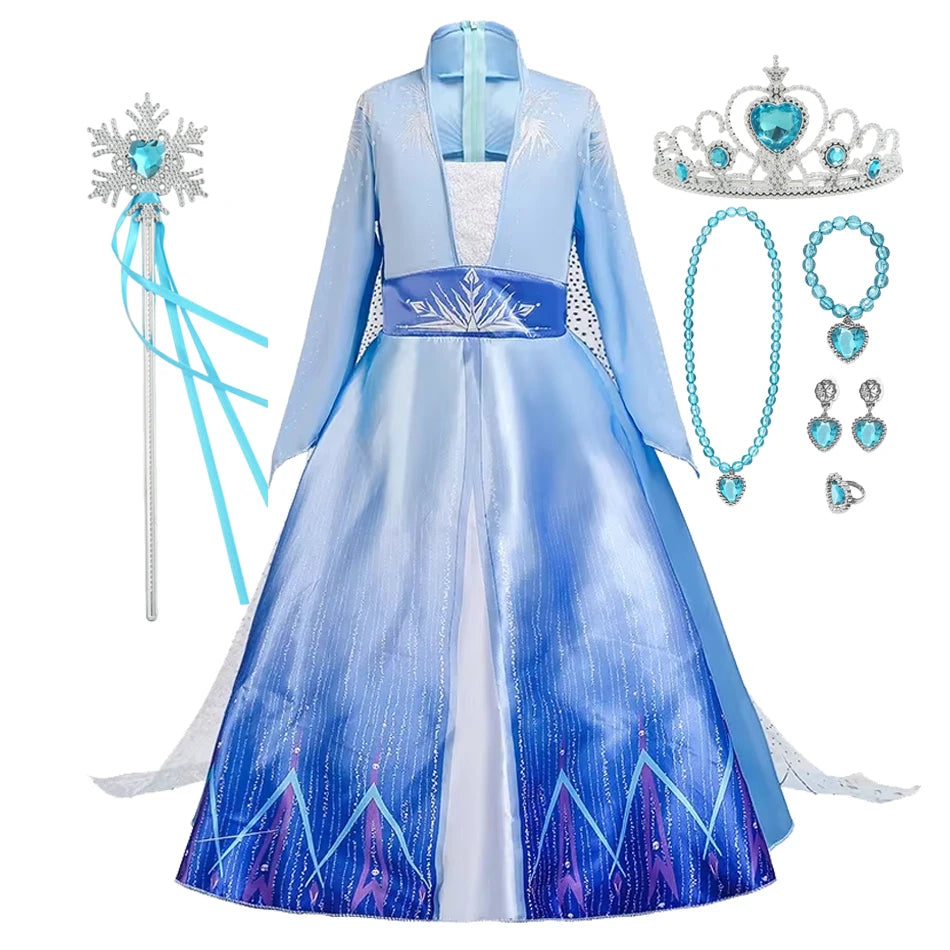 Girls Princess Snow Queen Costume Dress