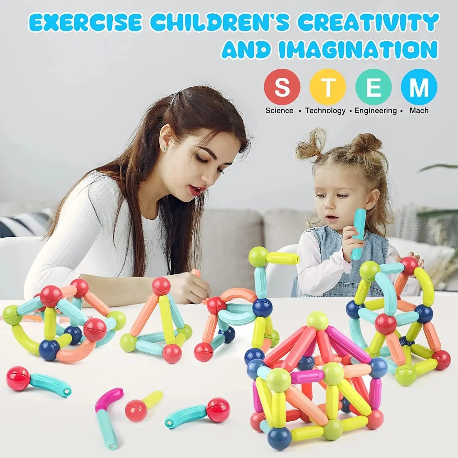 Magnetic Ball & Stick Construction Set | Montessori Educational Toy | 10–188 Pieces | Ages 3+