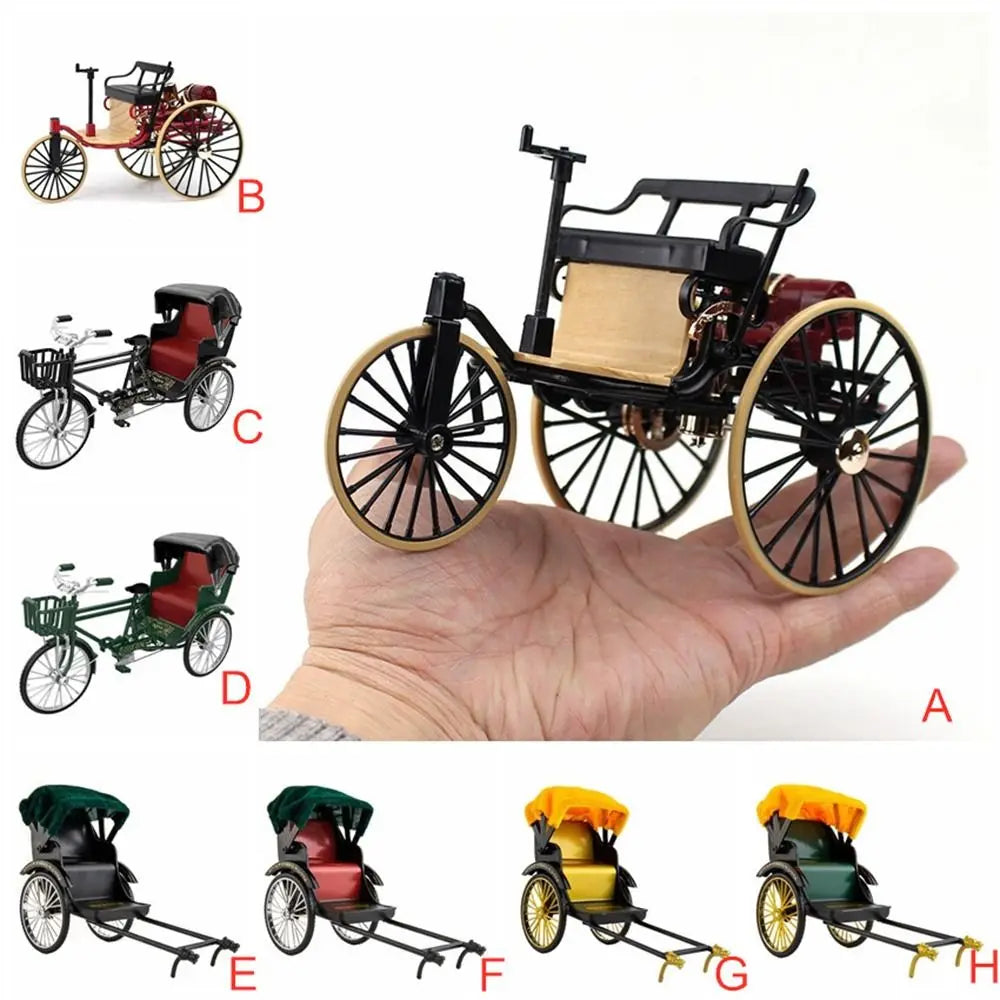 Kids Toy Vintage Classic Tricycle Model Metal Diecast Three Wheeled Simulation Tricycle Toy 1:12 Alloy Model Collectibles Gift