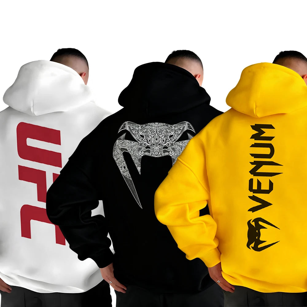 MMA 2026 Men Cotton Hoodie Fitness Training Sweatshirt Loose Fit Comfortable Sportswear for Daily Boxing Fighting Gym