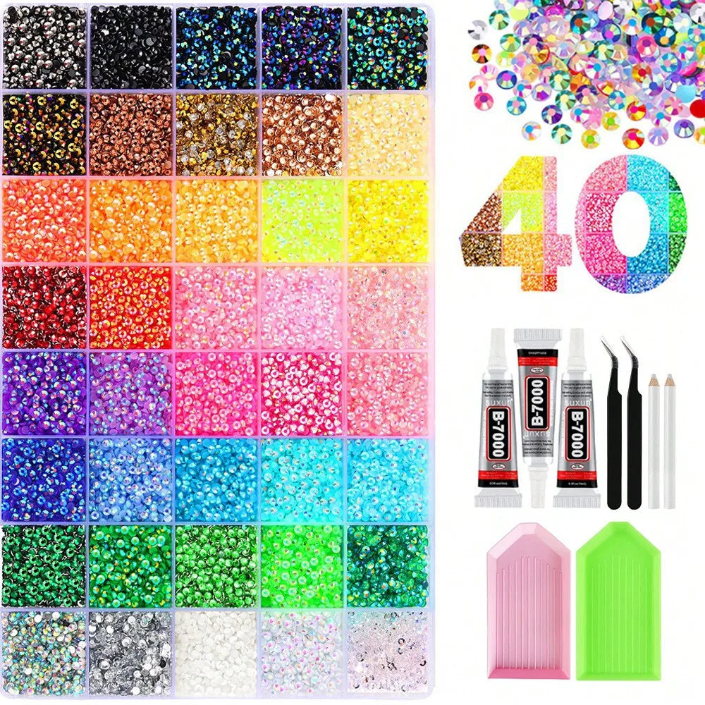 40 Colors Resin Jelly Rhinestones | Flat Back Gems 3mm/4mm/5mm | DIY Craft & Diamond Art Supplies