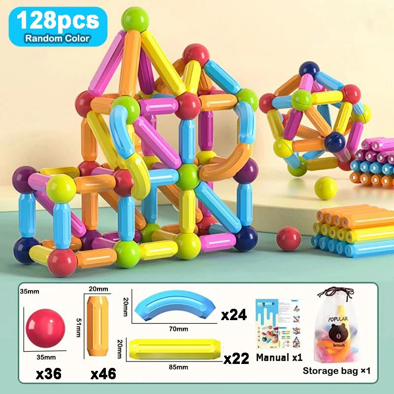 Magnetic Ball & Stick Construction Set | Montessori Educational Toy | 10–188 Pieces | Ages 3+