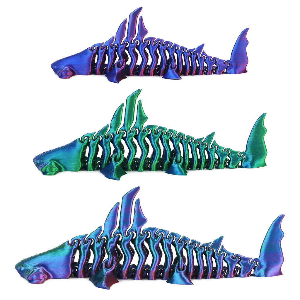 3D Printed Hammerhead Shark Toy | Fully Articulated Movable Joints | Desk Ornament | 3 Colors