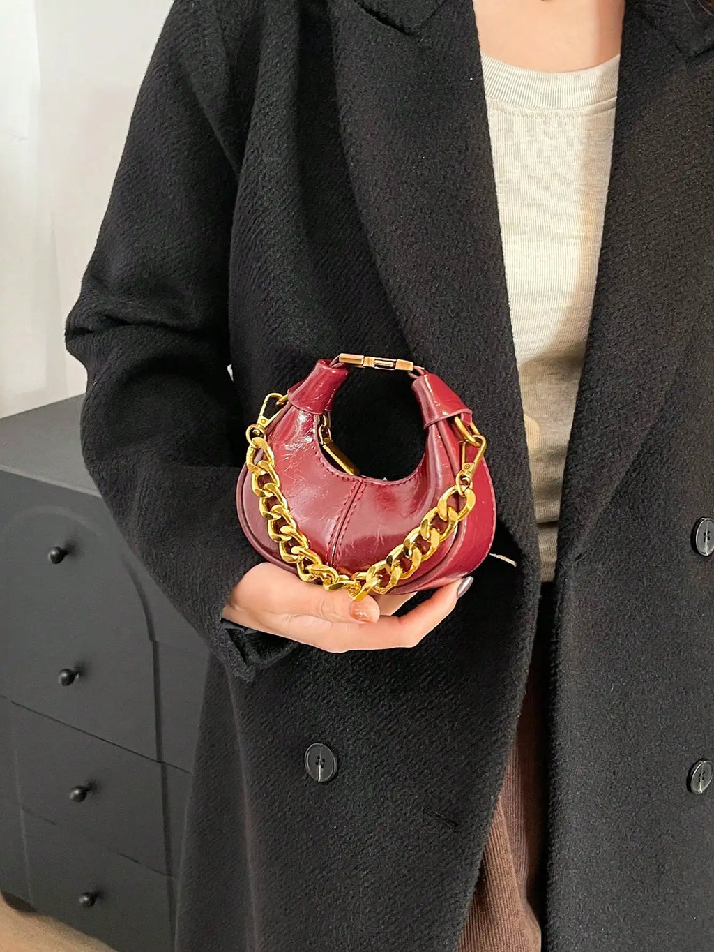 Women's Sequined Chain PU Top-Handle Hobo Bag