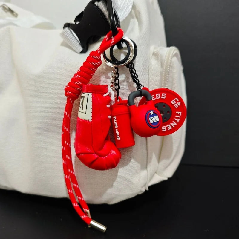 New Fitness Keychain Gym Lovers Fitness Enthusiast Gift Barbell Dumbbell Keychain Fitness Bag backpack Charms
