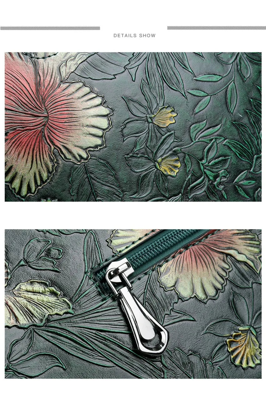 Women's Embossed Floral PU Shoulder Bag