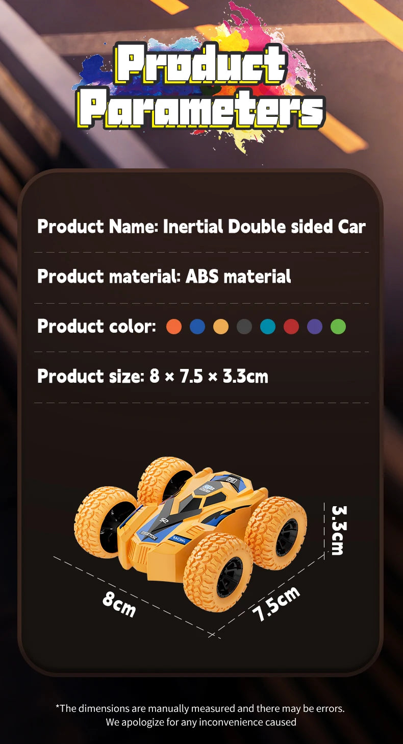 4-8 Pack 360° Rotating Stunt Car Toys - Friction Powered Toy Cars Push and Go Vehicles for Toddlers Kids Best Christmas Gift