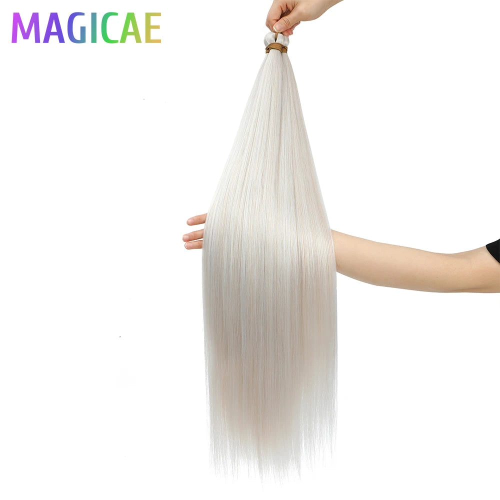 Braids Crochet 3Pcs 28Inches 300grams Synthetic Straight Bundles Orange Highlight Brown Braiding Hair Ombre Blond Gray White 60#