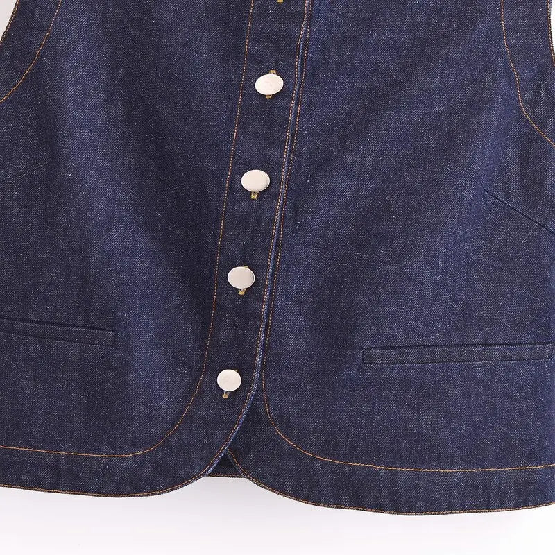 Spring 2025 Women's Faion Versatile Slimming Denim Vest High Waist Pants Set 25-35 Years Old Spring Collection 377702