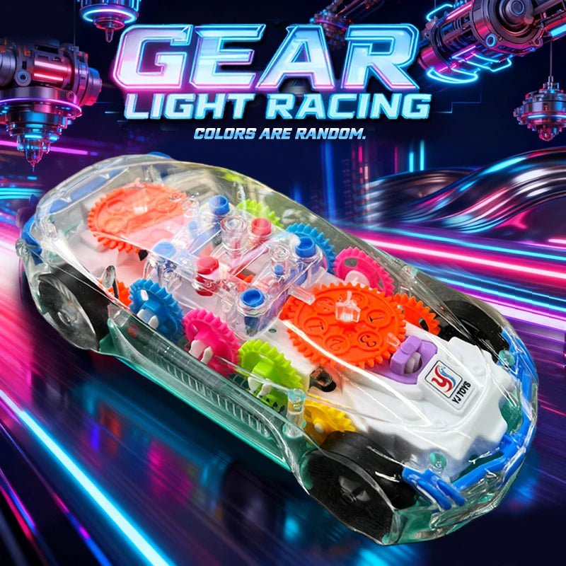 Simulated Electric Toy Car with Transparent Gear Rotation And Sound Light Effect Universal Baby Favorite Holiday Gift