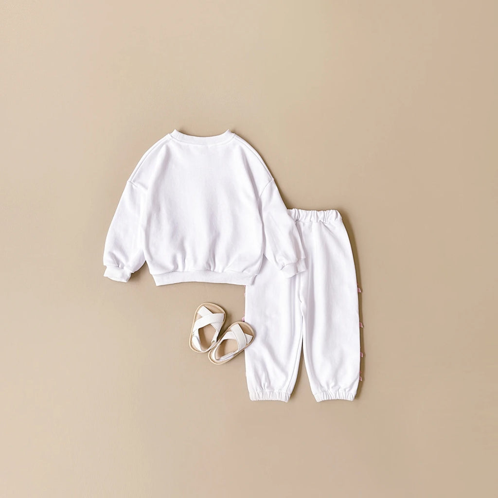 Baby Girl Love Print Sweatshirt & Bow Pants 2-Piece Set