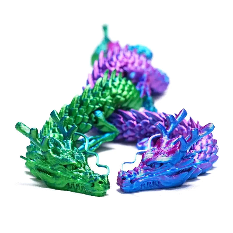 3D Printed Chinese Dragon Figurine - Movable Joints Collectible