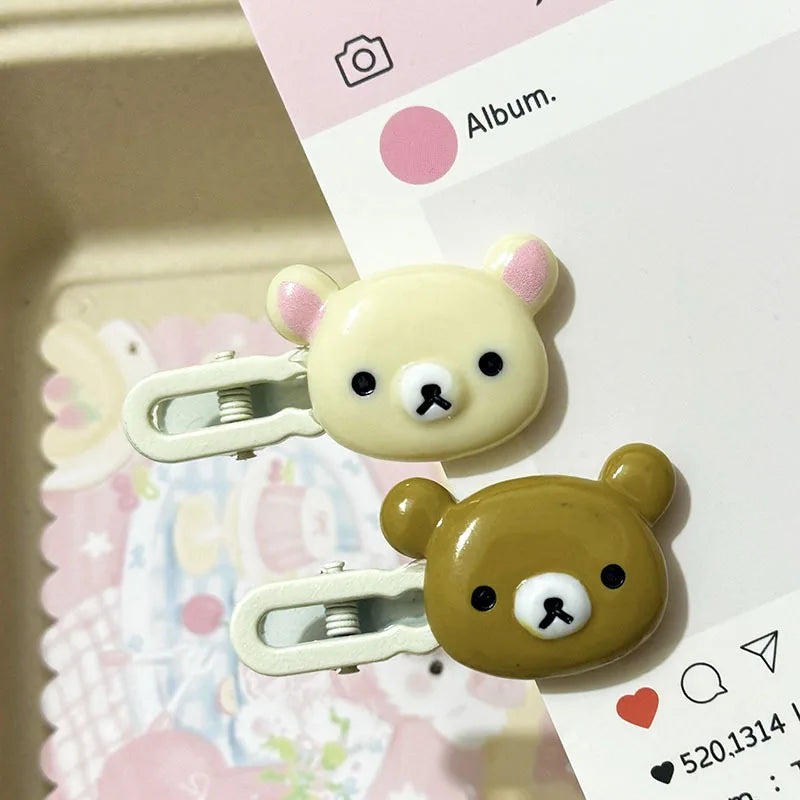 Rilakkuma Hair Clips for Girls Kawaii Relax Bear Hairpin Women Bangs Bobby Pin Fashion Duckbill Clip Kids Hairs Ornaments Gift