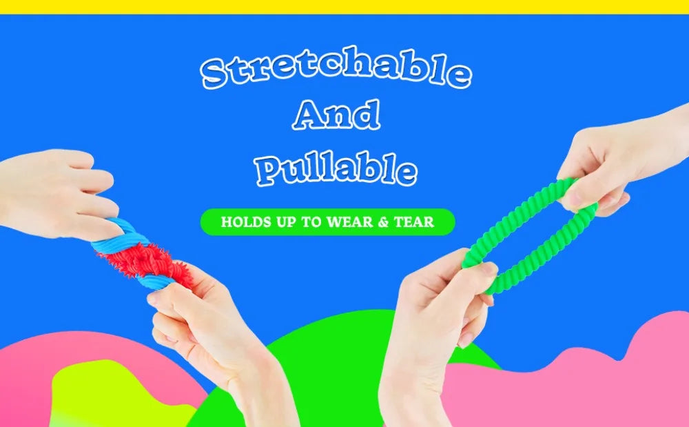 12/6/5PCS Fidegts Toys Silicone Sensory Rings Bracelet Stone Fun Fidgets for Kids Texture Stress Toys for Kids Autism Calming