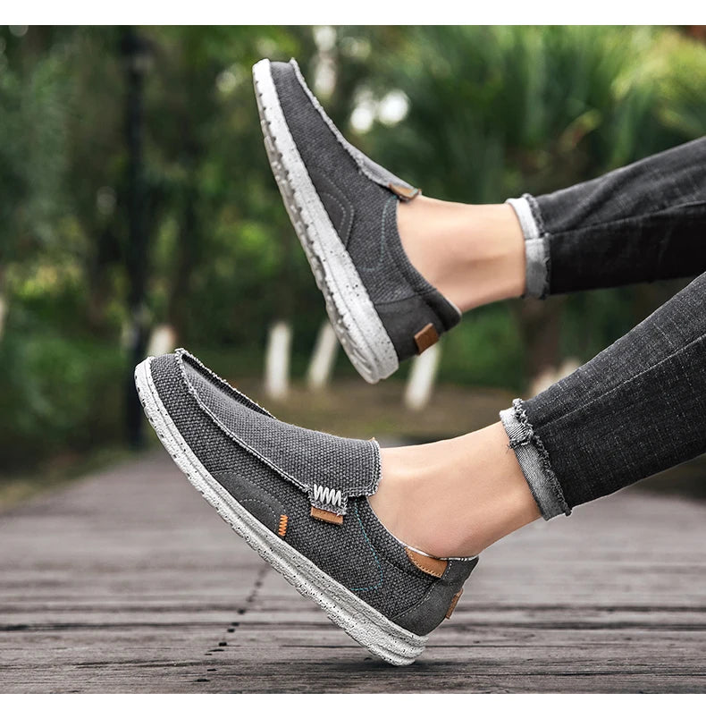 Men Canvas Shoes Slip On Loafers Summer Breathable Sneakers Men Comfty Casual Men Shoes Lightweight Flats Men Walking Zapatos