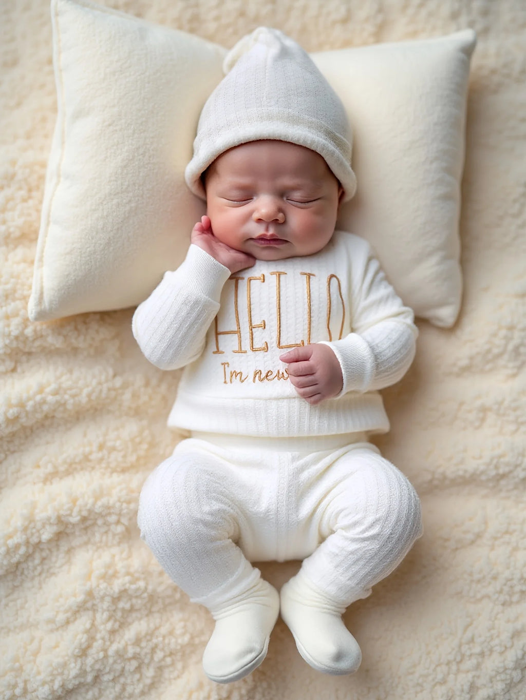 Hello World Newborn Photo Outfit, 3 Pieces