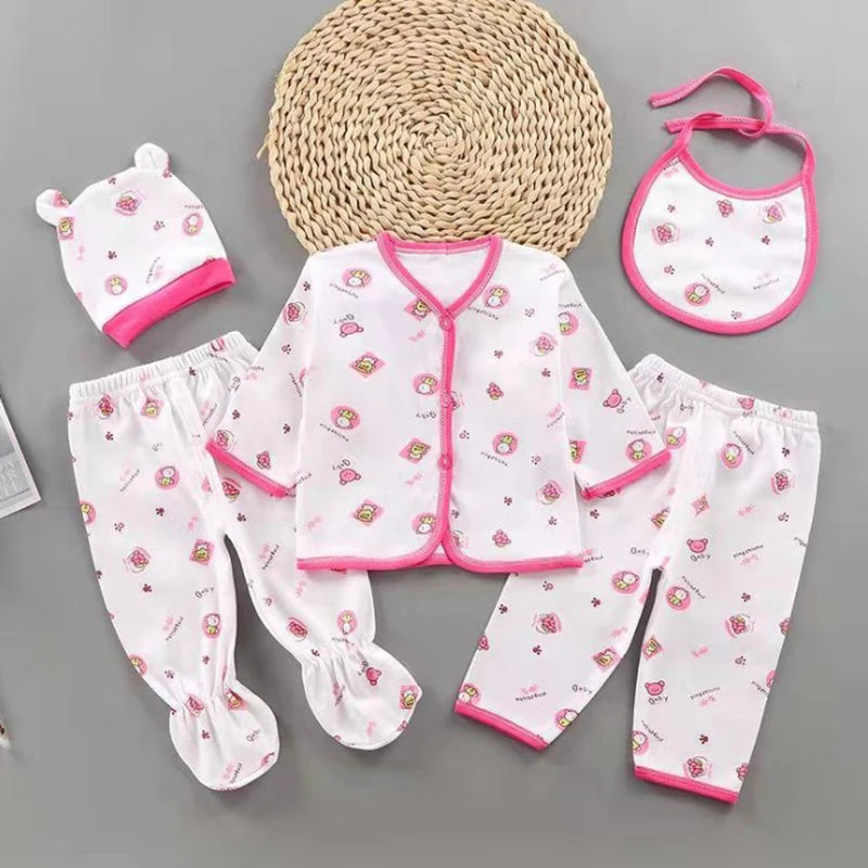 Newborn Cotton Clothing Set, 5 Pieces