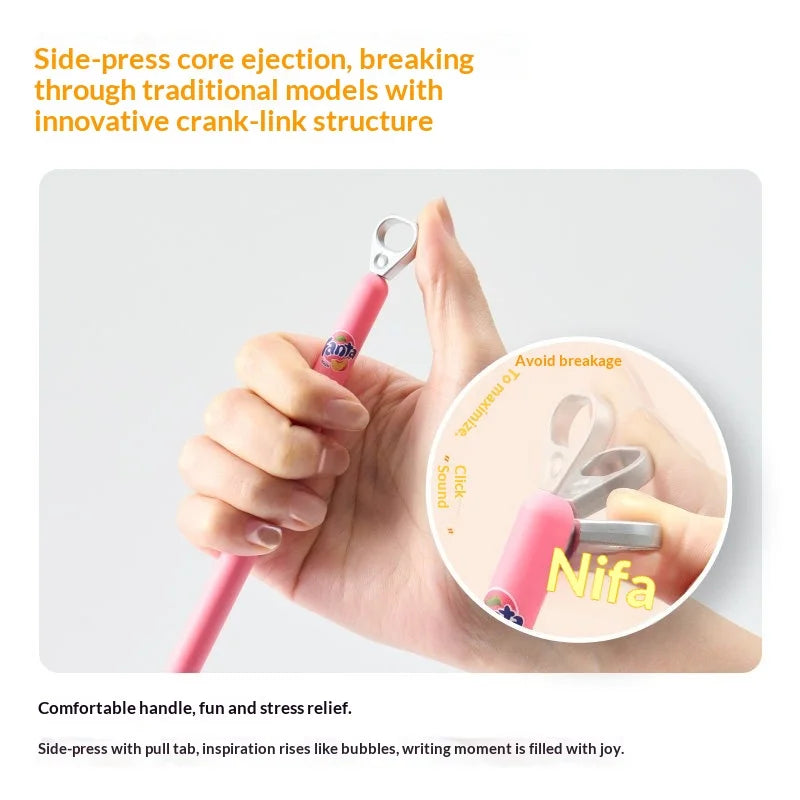 KACO x Fanta Pull-Tab Gel Pens,Creative Ins Signature Pen,0.5mm Quick Drying&Comfortable Grip Fun&Stess Relief Kawaii Stationery
