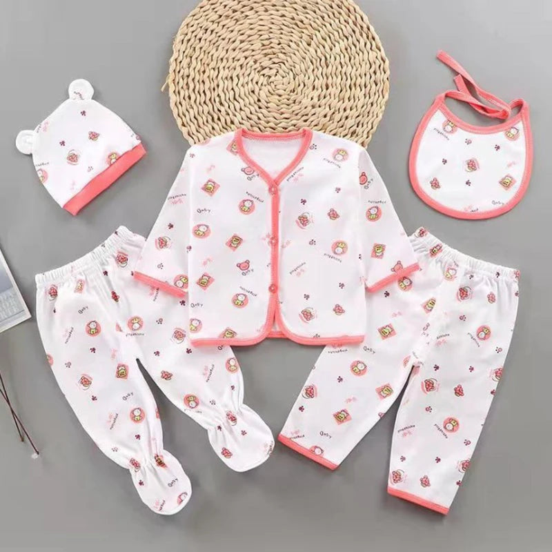 Newborn Cotton Clothing Set, 5 Pieces