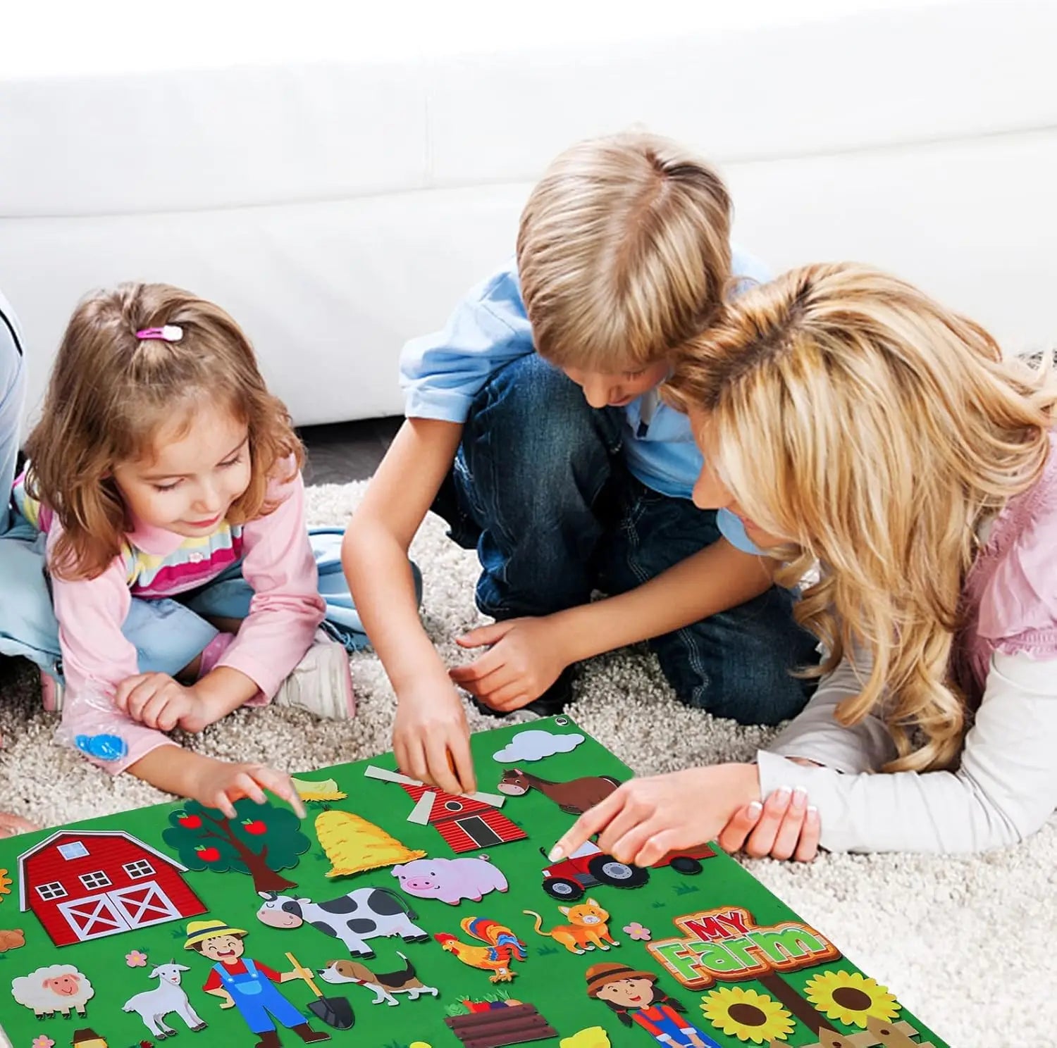 Felt Story Board Set Toy for kids Farm Animals Vehicle Preschool Education Early Learning Interactive Play Mat Wall Hanging Gift