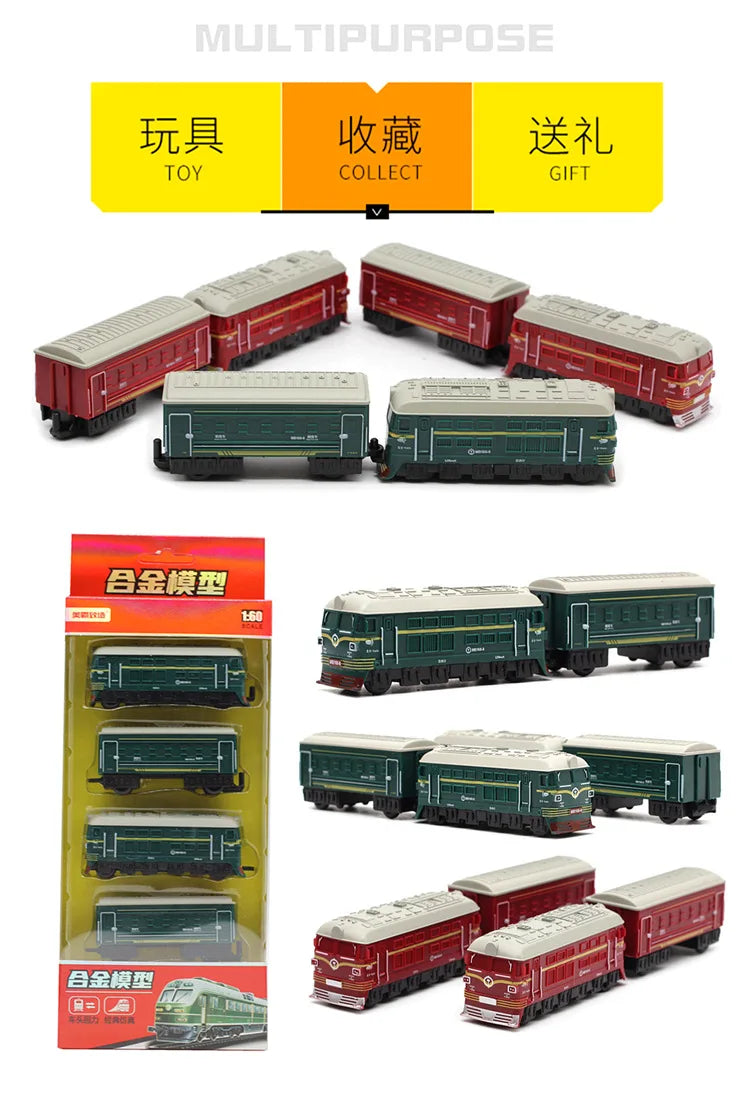 1:60 Retro train model Alloy Car Diecasts Metal Toy Model with Pull Back Function Vehicles for Child Gifts
