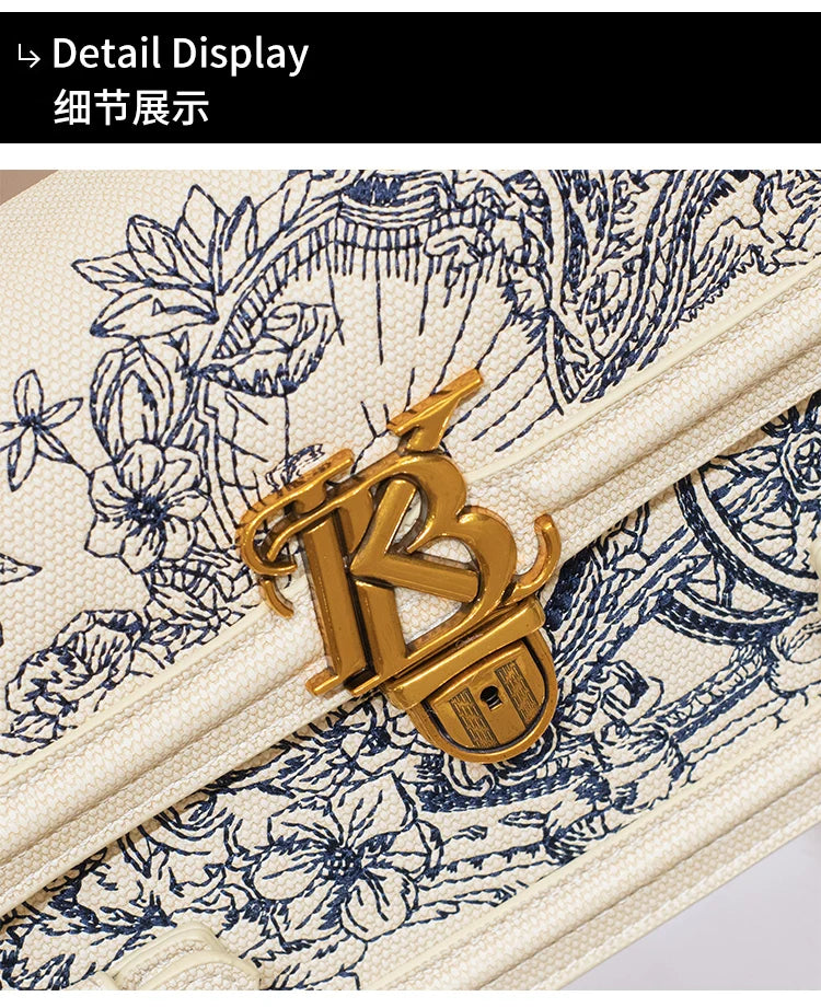 Women's Embroidered Floral Satchel Crossbody Bag