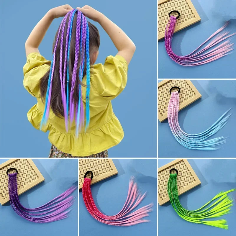 Korean Fashion Kids Wig Braids Girls Dirty Braid Hair Rope Children Gradient Barrettes Headwear Baby Kids Hair Accessories
