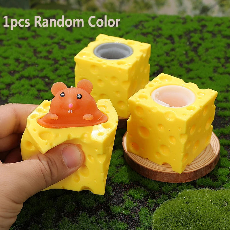 OUZEY Pop-Up Squishy Cheese Mouse & Squirrel Cup Toy | Slow Rebound Stress Reliever | 8 Styles