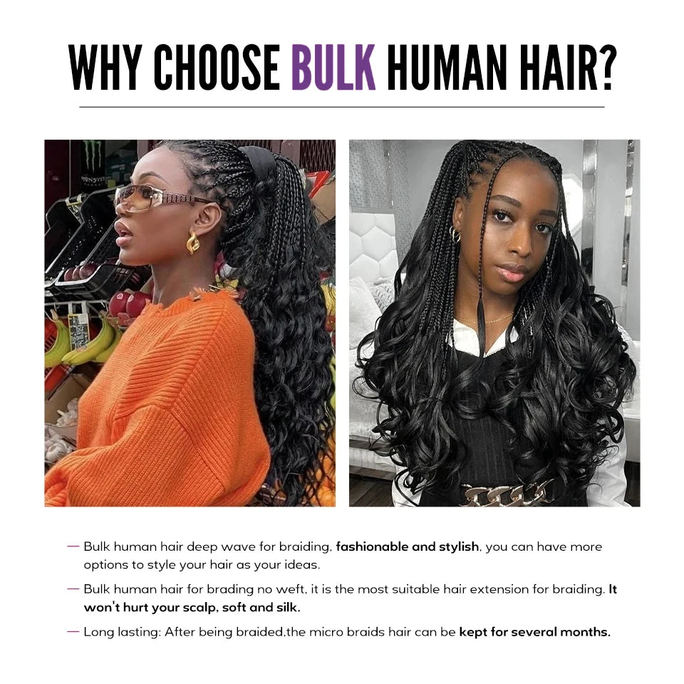 Human Braiding Hair Body Wave Bulk Human Hair For Braiding No Weft 10A Brazilian Curly Human Hair Extensions For Boho Braids