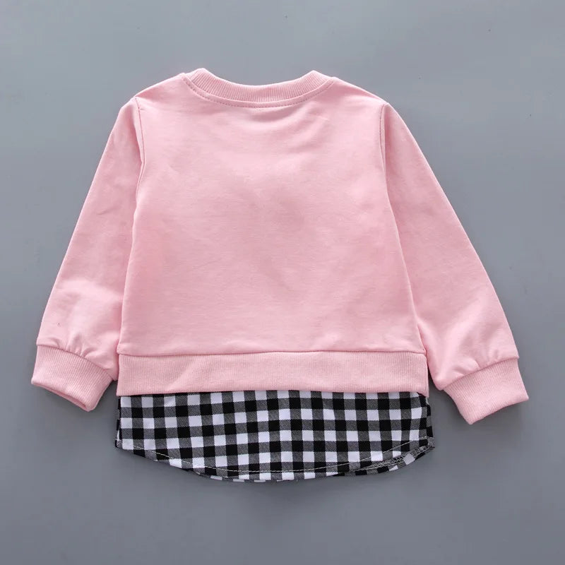 Girls' Bow Plaid Long Sleeve Top & Pants 2-Piece Set