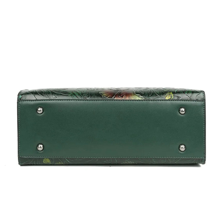 Women's Embossed Floral PU Shoulder Bag