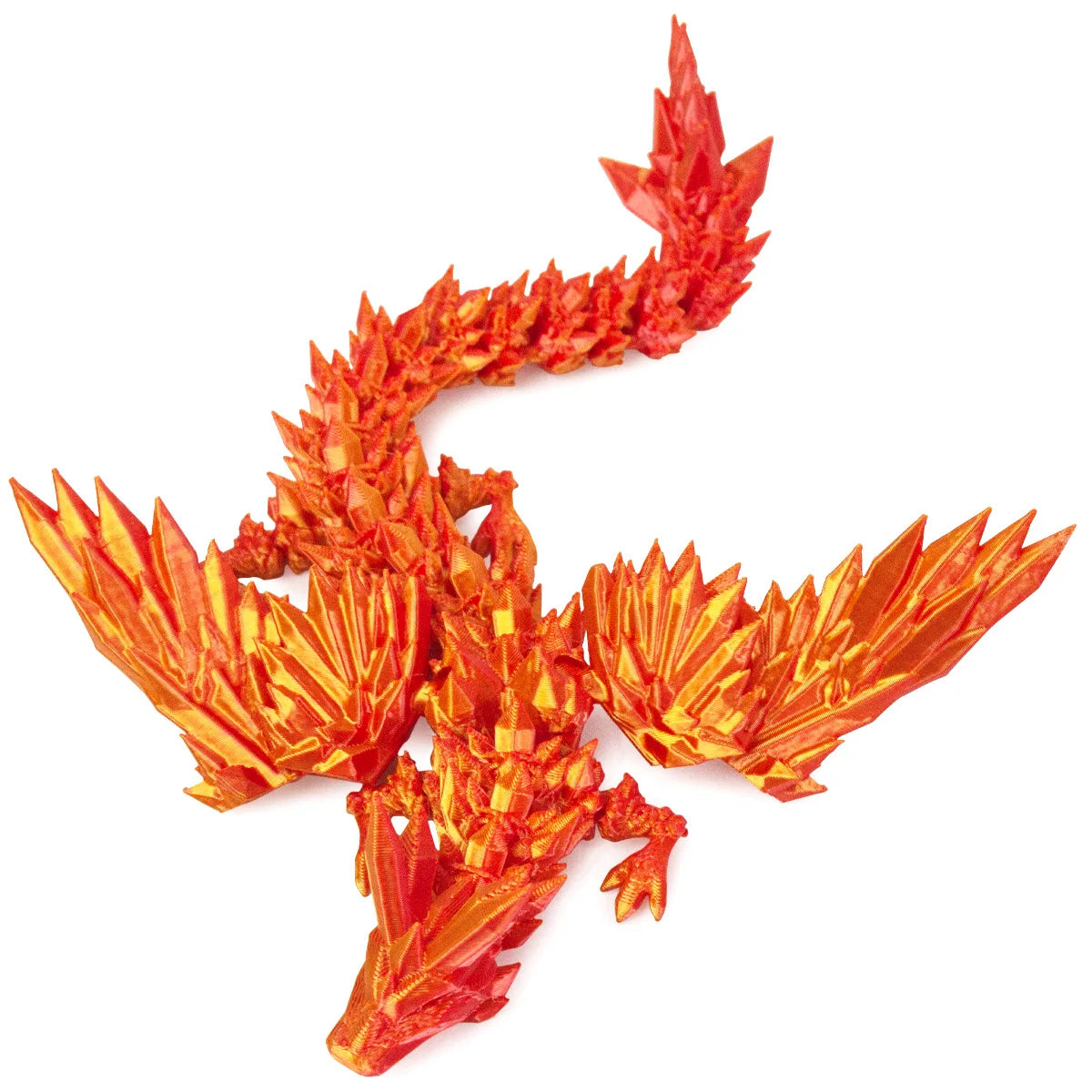 3D Printed Winged Dragon Figurine - Articulated Flying Dragon Ornament