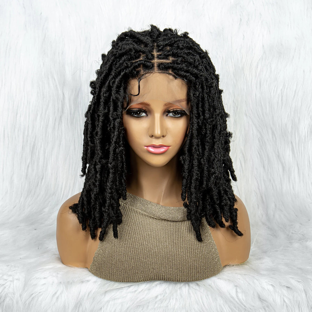 Synthetic Lace Front Wig Braided Wigs Dreadlock Wig 16 inches Short Knotless Butterfly Locs Wigs for Black Women Synthetic Wig