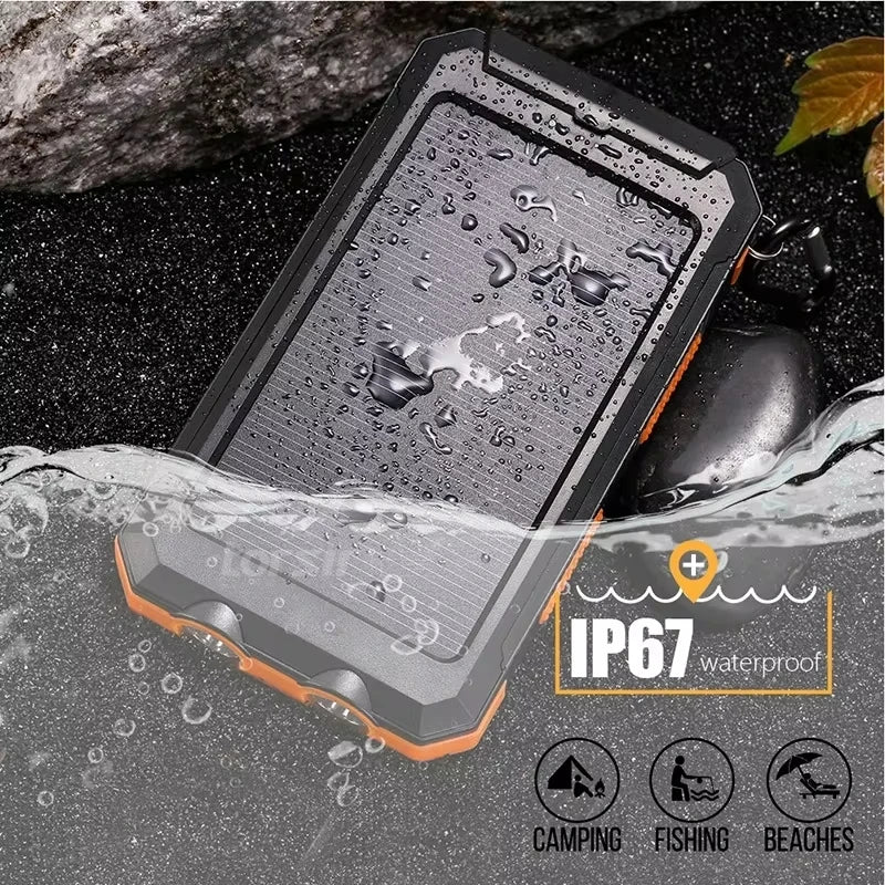 Solar Power Bank 80000mAh Portable Power Bank External Battery Fast Charging Strong Light LED Light for All Smartphones