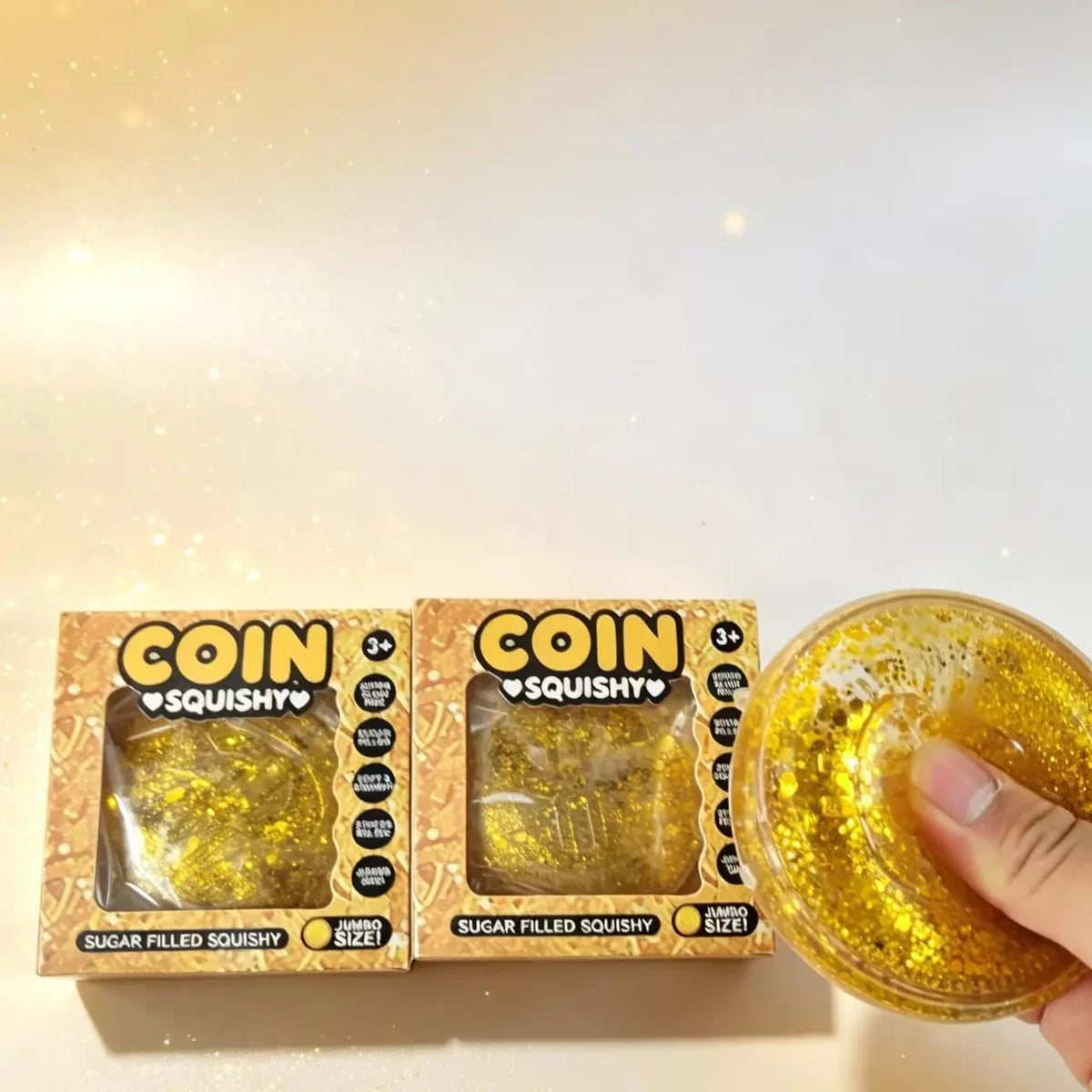 Gold Glitter Coin Squishy Toy