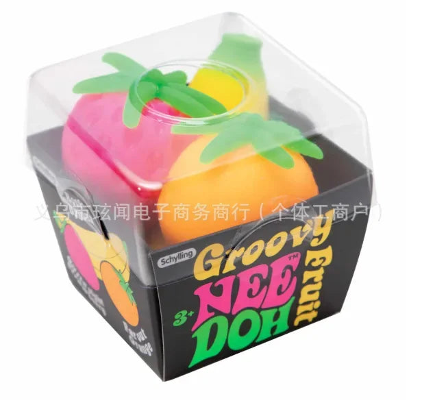 Fruit NeeDoh Squishy Toy 3PCS Banana Orange Strawberry Slow Rising Anxiety Relief Stress Relief Relaxing Accessory In Stock Gift